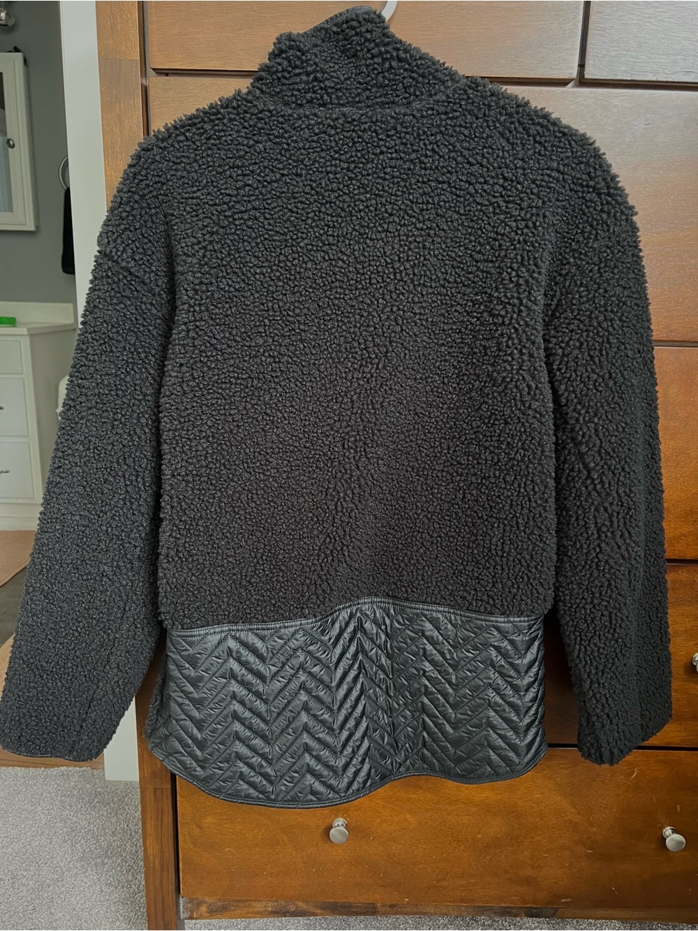 Athleta Mixed Media Quilted Snap Neck Sweater Size Small